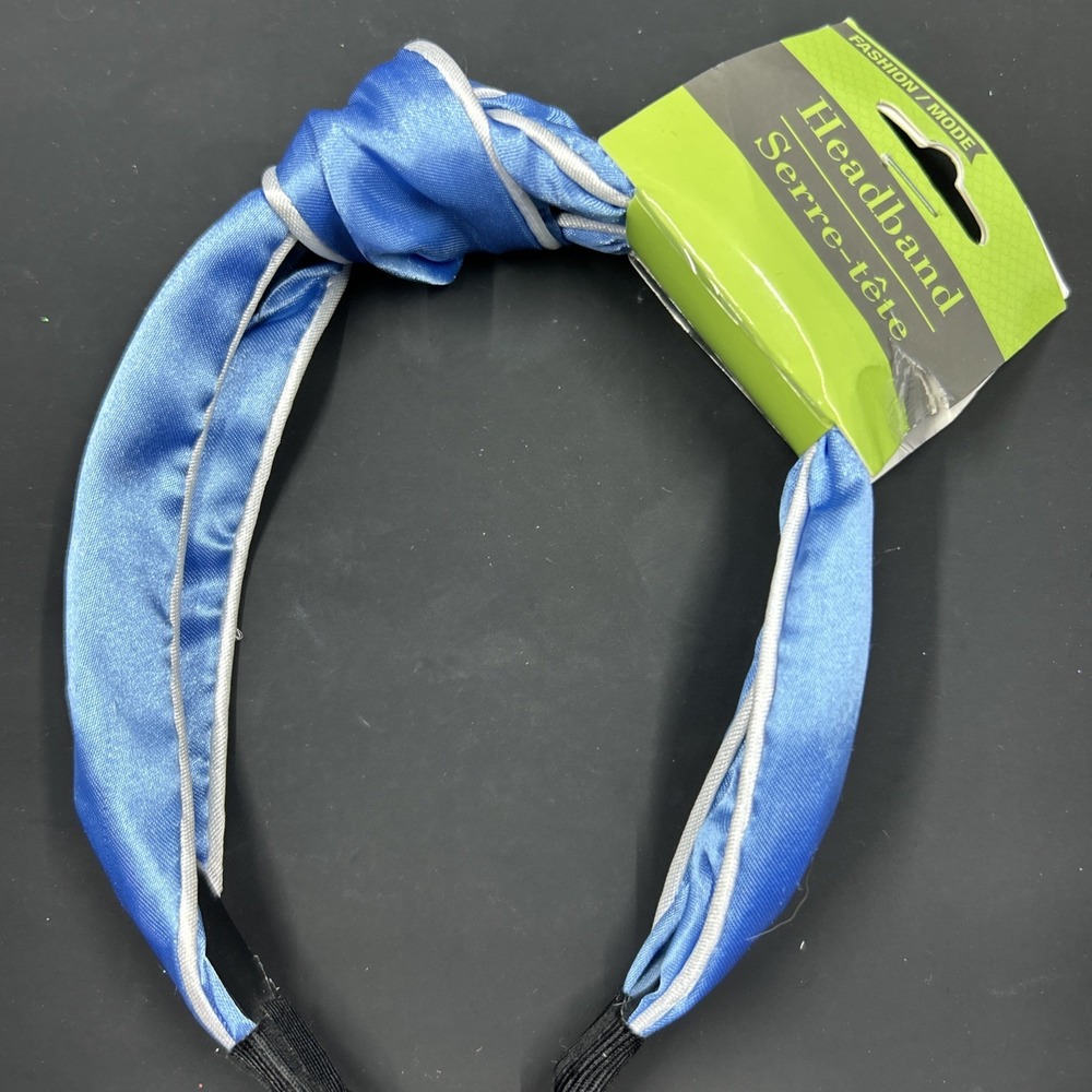 Fashion Headband Blue Satin With Top Knot‎
